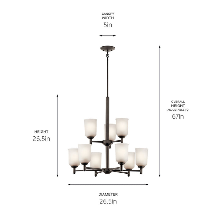 Kichler 43672OZ Nine Light Chandelier, Olde Bronze