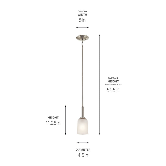 Kichler 43674NI One Light Mini Pendant, Brushed Nickel