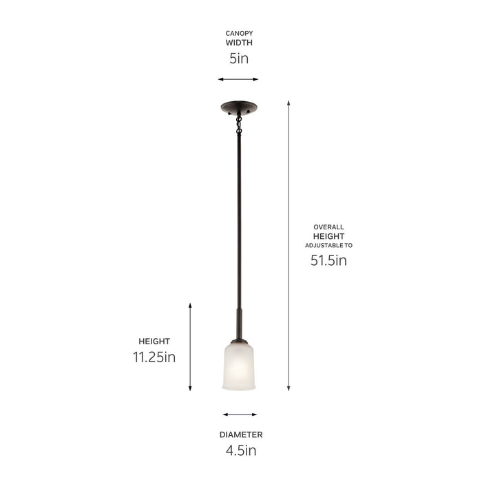 Kichler 43674OZ One Light Mini Pendant, Olde Bronze