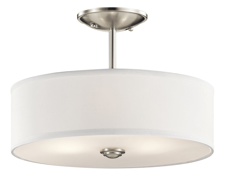 Kichler 43675NI Three Light Semi Flush Mount, Brushed Nickel