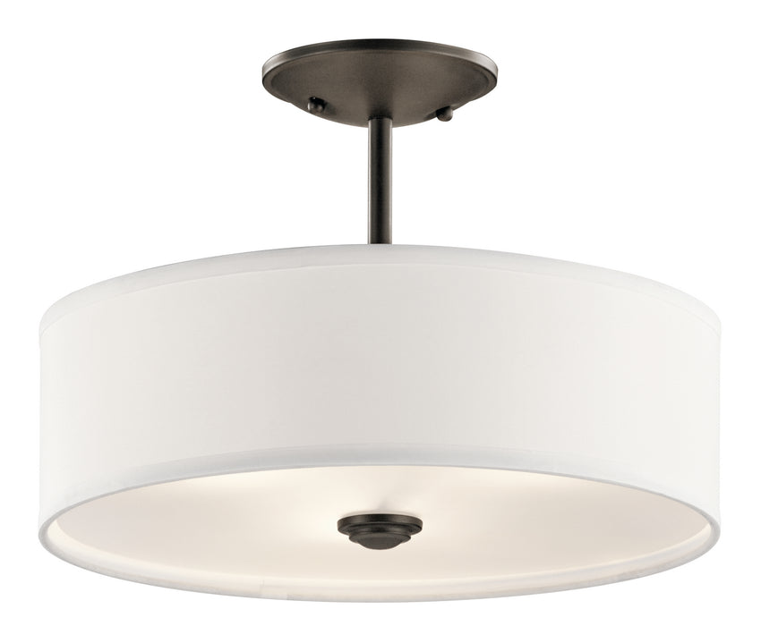 Kichler 43675OZ Three Light Semi Flush Mount, Olde Bronze