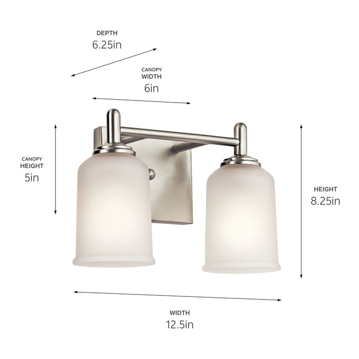Kichler 45573NI Two Light Bath, Brushed Nickel