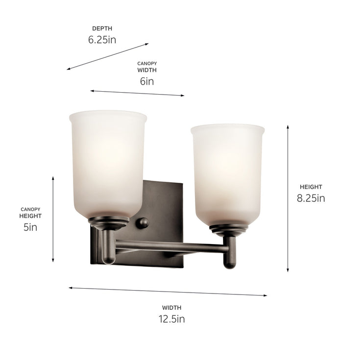 Kichler 45573OZ Two Light Bath, Olde Bronze