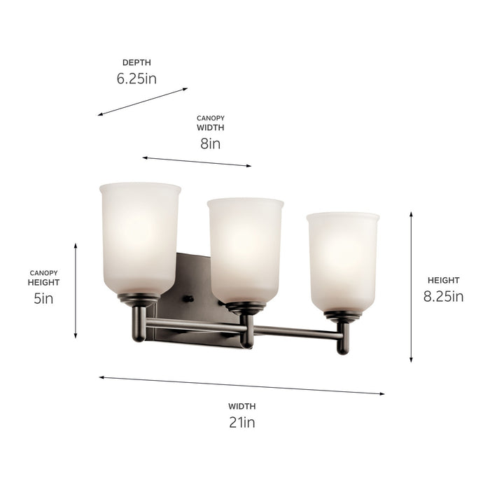 Kichler 45574OZ Three Light Bath, Olde Bronze