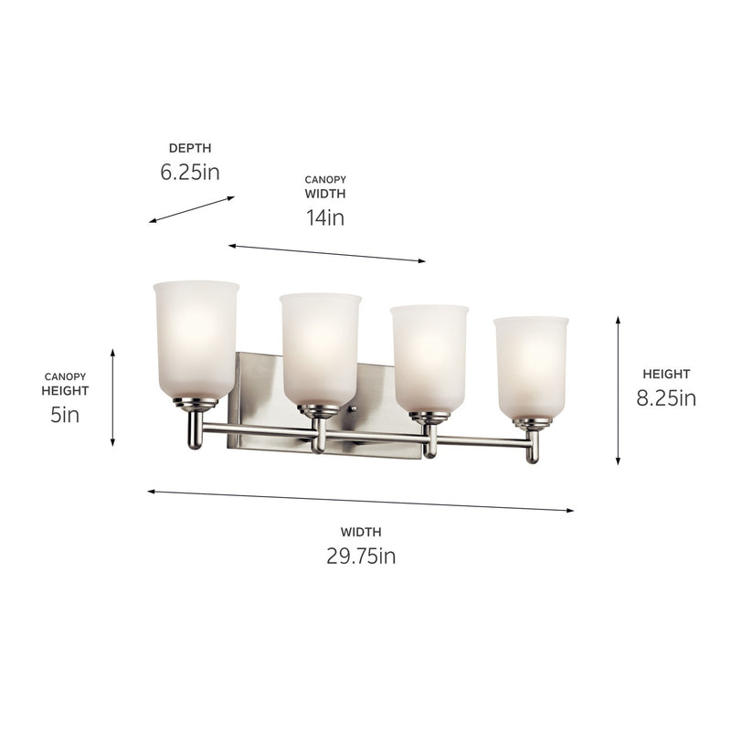 Kichler 45575NI Four Light Bath, Brushed Nickel