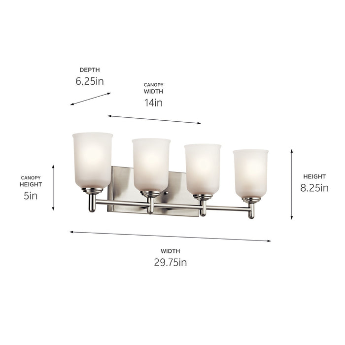 Kichler 45575NI Four Light Bath, Brushed Nickel