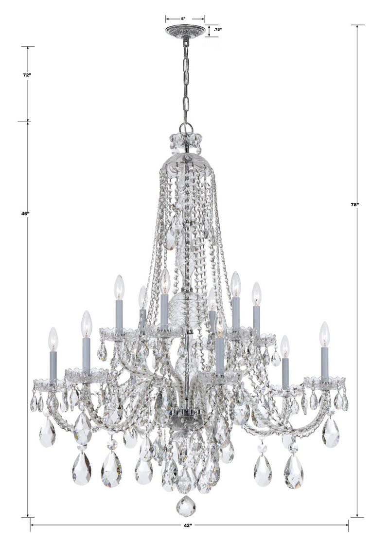 Crystorama 1114-CH-CL-MWP 12 Light Chandelier, Polished Chrome