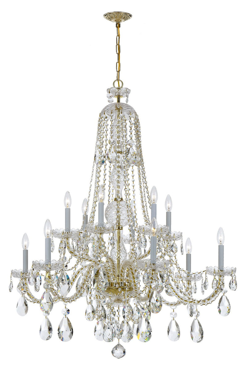 Crystorama 1114-PB-CL-MWP 12 Light Chandelier, Polished Brass