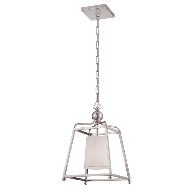 Crystorama 2240-PN One Light Pendant, Polished Nickel