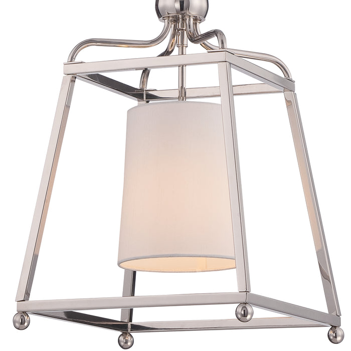 Crystorama 2240-PN One Light Pendant, Polished Nickel