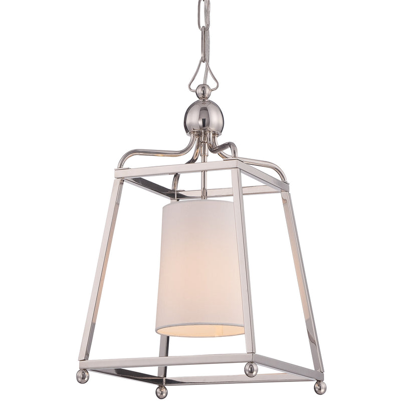 Crystorama 2240-PN One Light Pendant, Polished Nickel