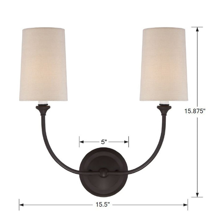 Crystorama 2242-DB Two Light Wall Sconce, Dark Bronze