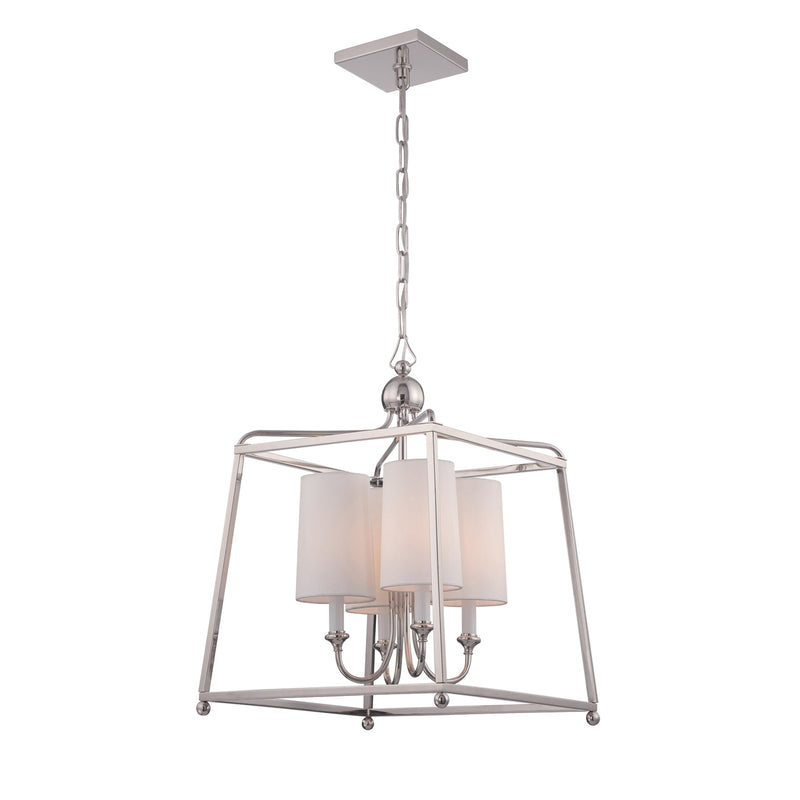 Crystorama 2245-PN Four Light Chandelier, Polished Nickel