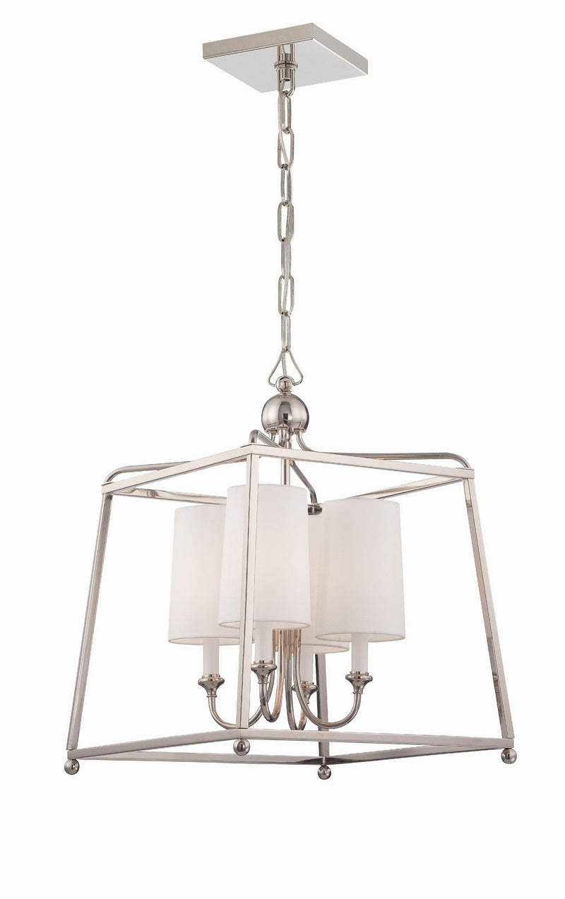 Crystorama 2245-PN Four Light Chandelier, Polished Nickel