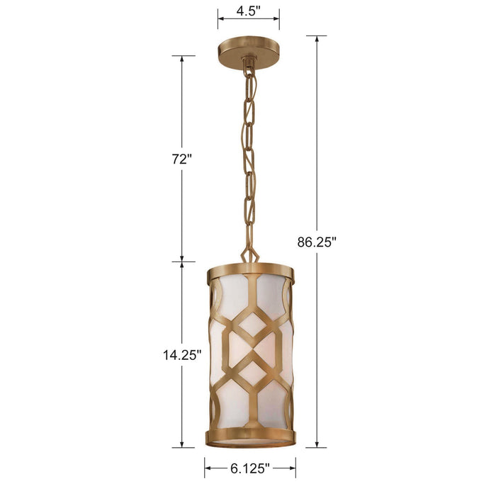 Crystorama 2260-AG One Light Pendant, Aged Brass