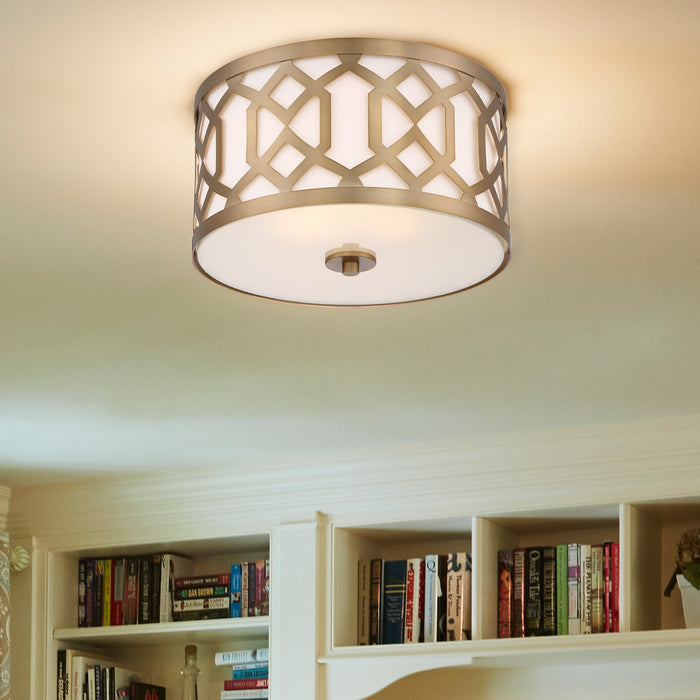 Crystorama 2263-AG Three Light Flush Mount, Aged Brass