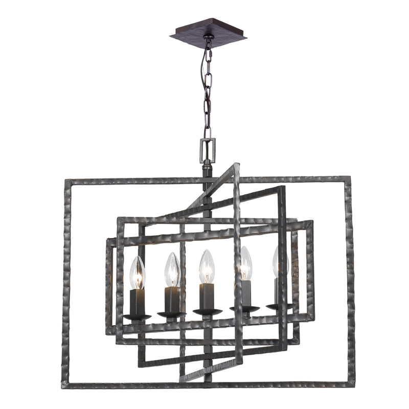 Crystorama 336-RS Five Light Chandelier, Raw Steel