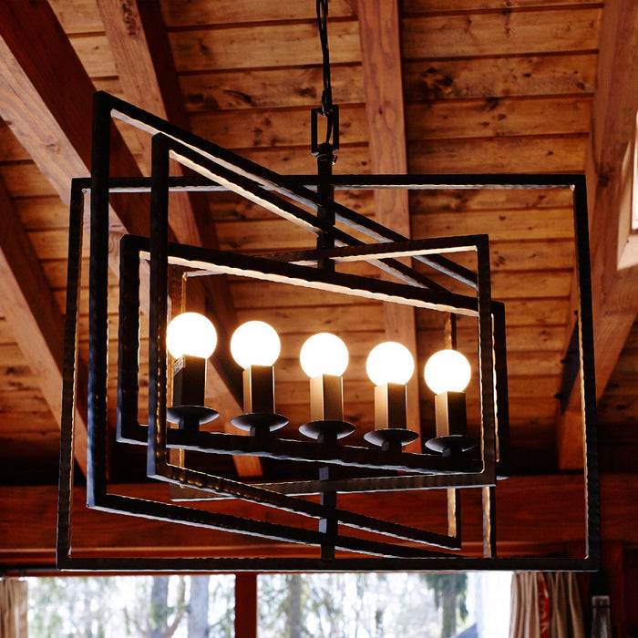 Crystorama 336-RS Five Light Chandelier, Raw Steel