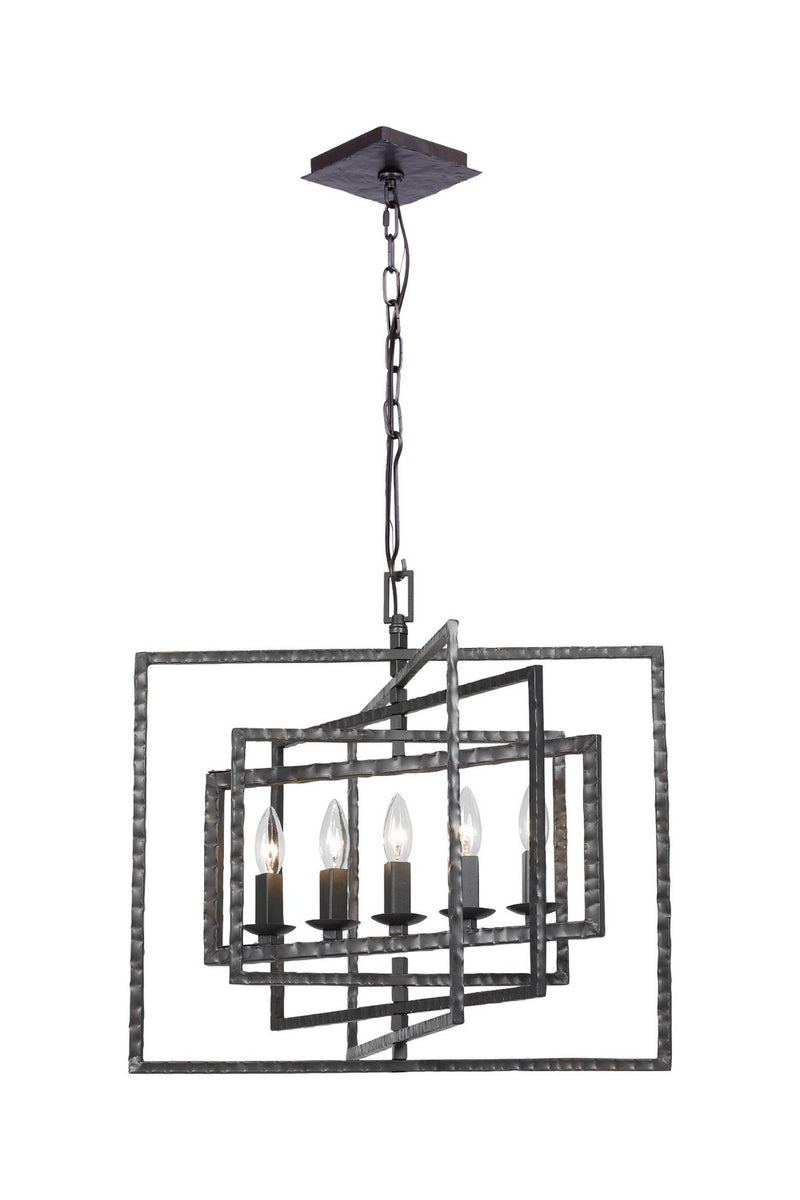 Crystorama 336-RS Five Light Chandelier, Raw Steel