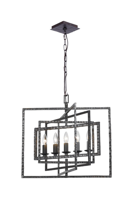 Crystorama 336-RS Five Light Chandelier, Raw Steel