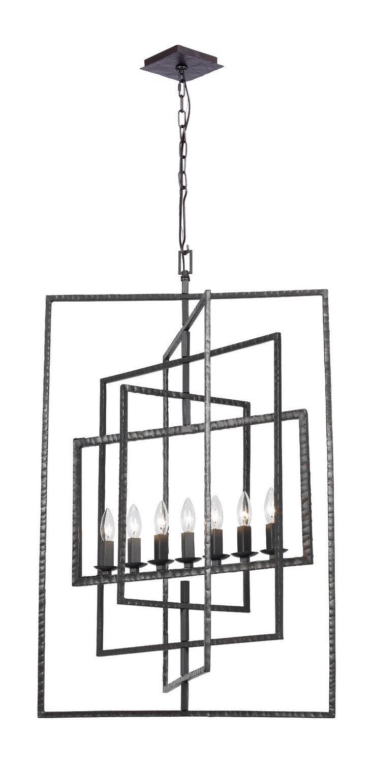 Crystorama 339-RS Seven Light Chandelier, Raw Steel