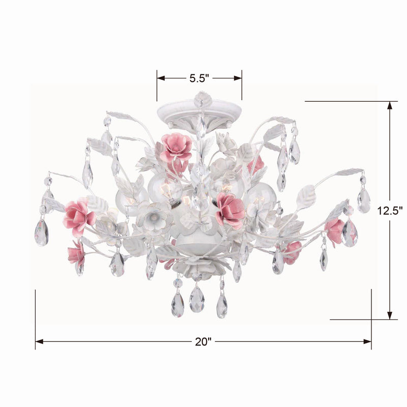 Crystorama 4850-WW Six Light Semi Flush Mount, Wet White