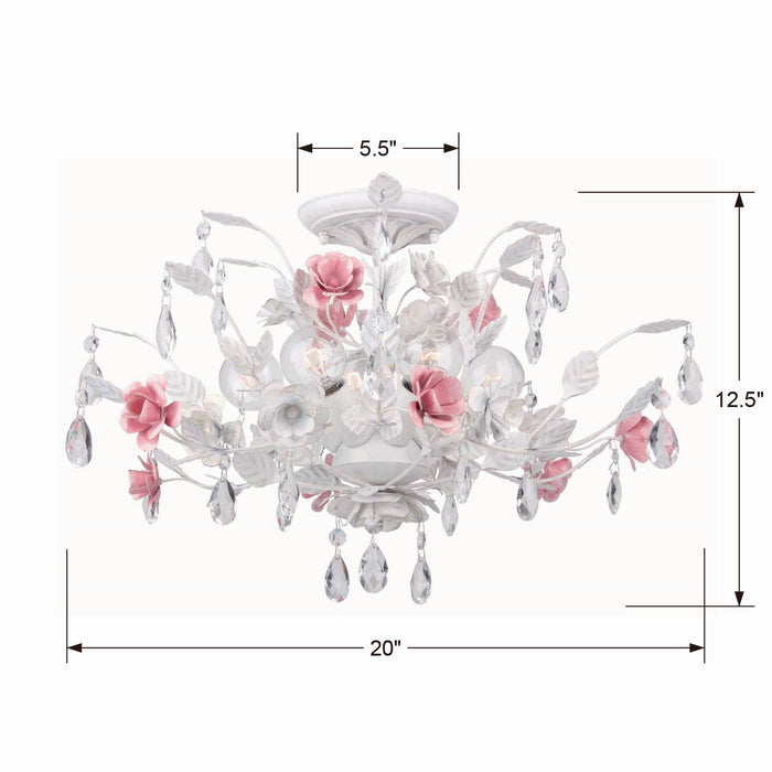Crystorama 4850-WW Six Light Semi Flush Mount, Wet White