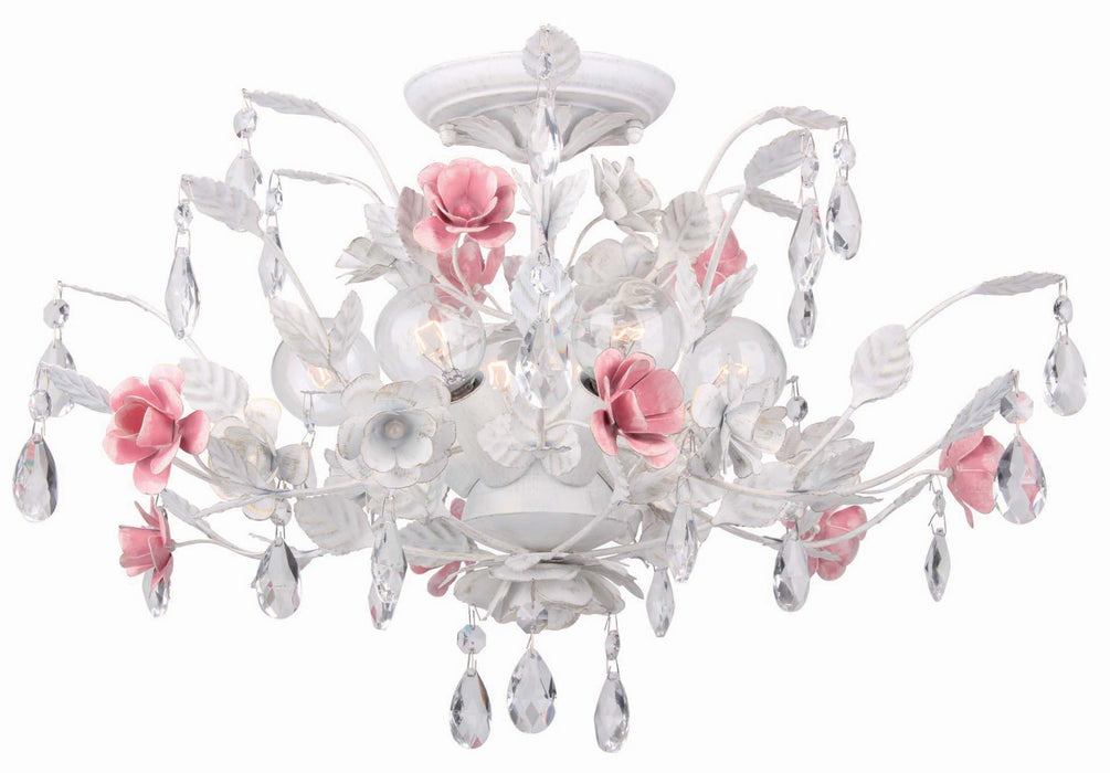 Crystorama 4850-WW Six Light Semi Flush Mount, Wet White