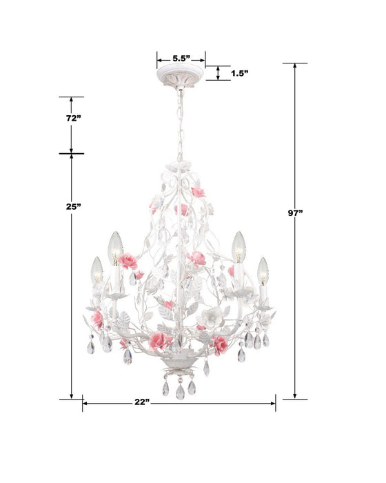 Crystorama 4856-WW Five Light Chandelier, Wet White