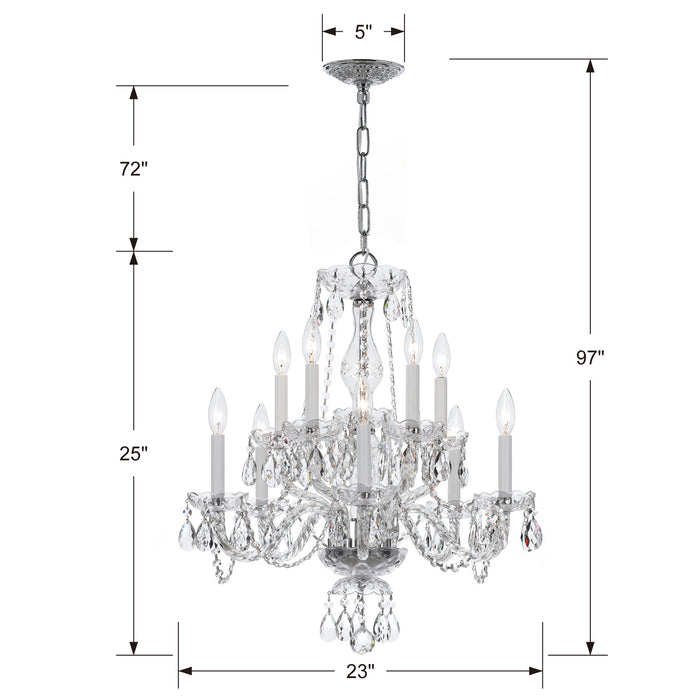 Crystorama 5080-CH-CL-MWP Ten Light Chandelier, Polished Chrome