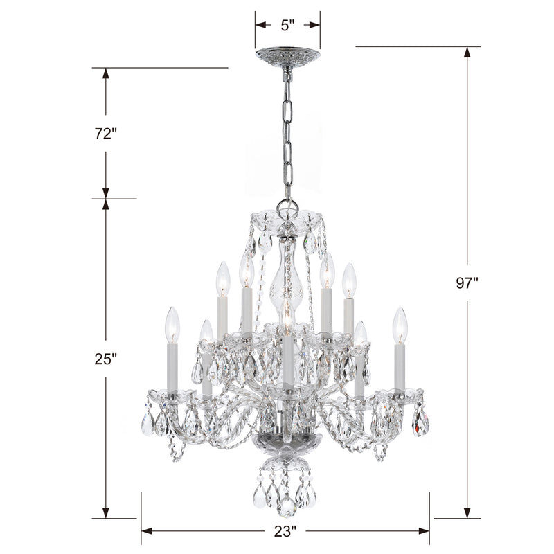 Crystorama 5080-CH-CL-S Ten Light Chandelier, Polished Chrome