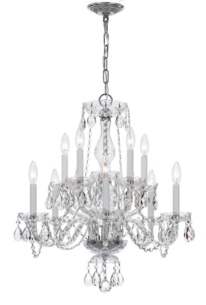 Crystorama 5080-CH-CL-SAQ Ten Light Chandelier, Polished Chrome