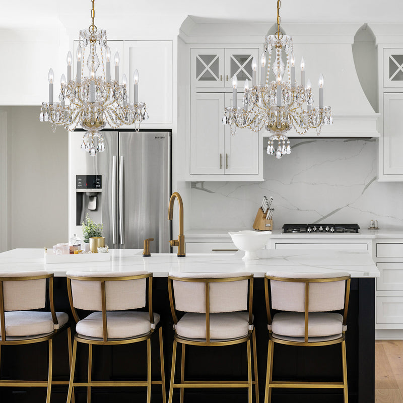 Crystorama 5080-PB-CL-MWP Ten Light Chandelier, Polished Brass