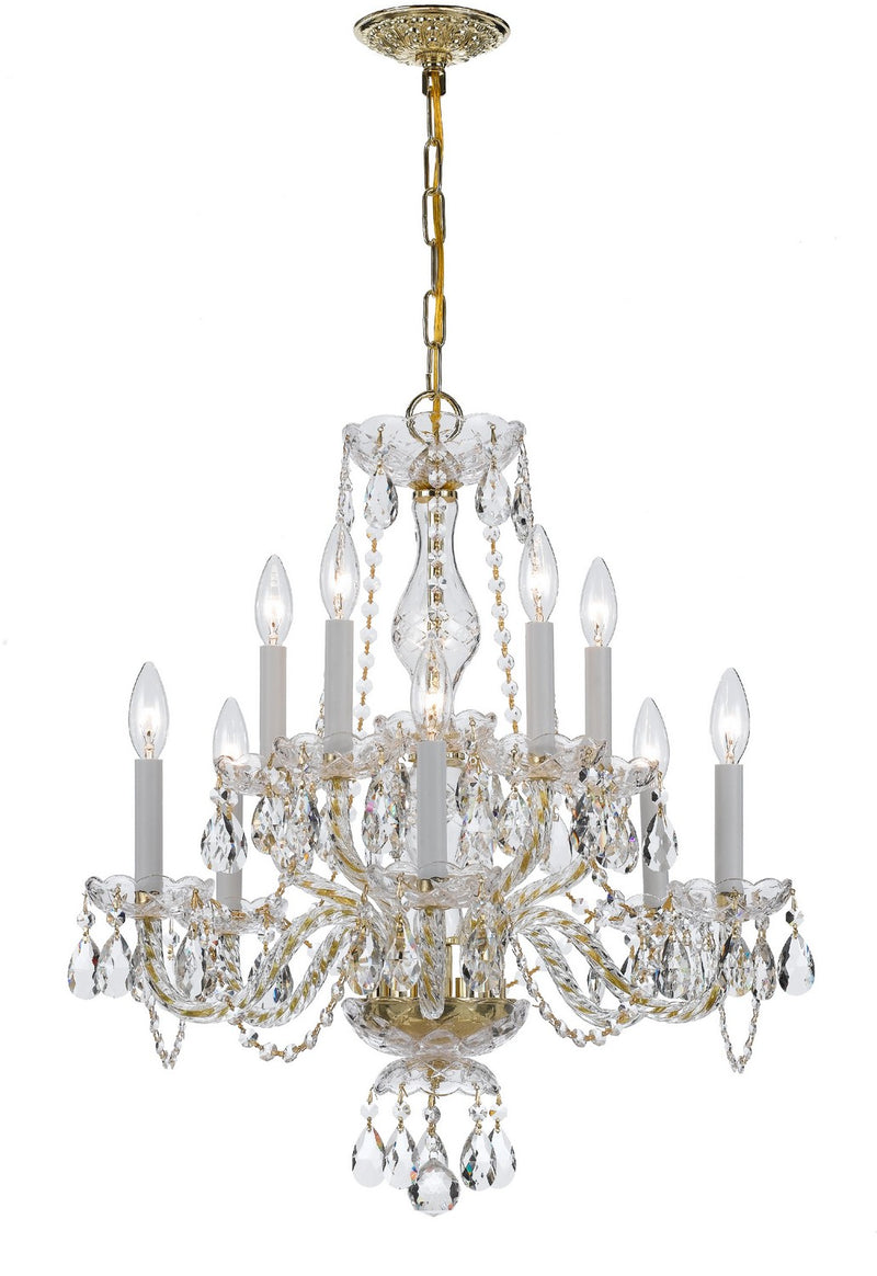 Crystorama 5080-PB-CL-S Ten Light Chandelier, Polished Brass