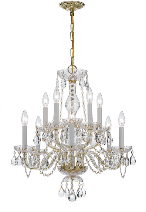Crystorama 5080-PB-CL-SAQ Ten Light Chandelier, Polished Brass