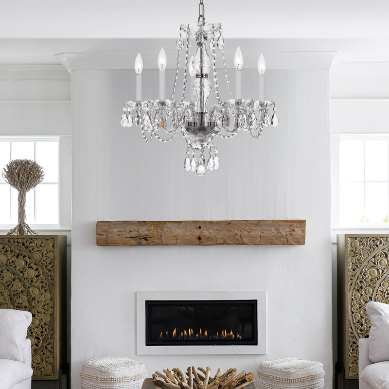 Crystorama 5085-CH-CL-S Five Light Chandelier, Polished Chrome