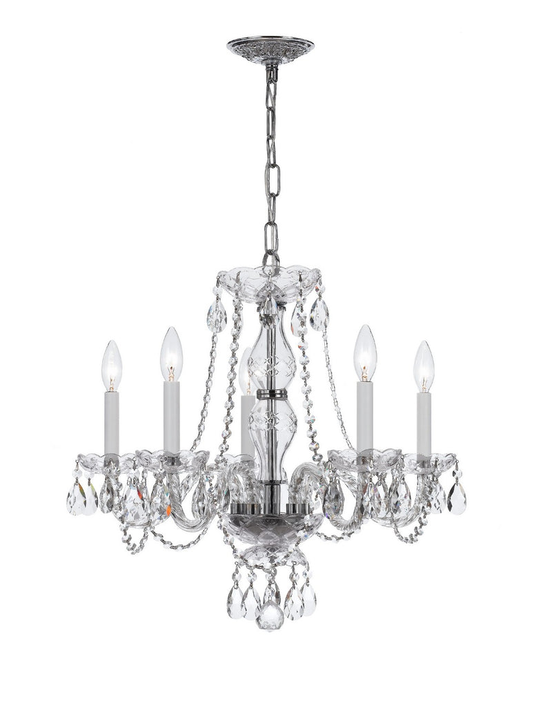 Crystorama 5085-CH-CL-SAQ Five Light Chandelier, Polished Chrome