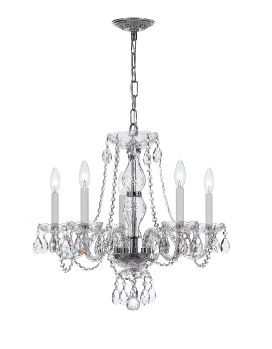 Crystorama 5085-CH-CL-SAQ Five Light Chandelier, Polished Chrome