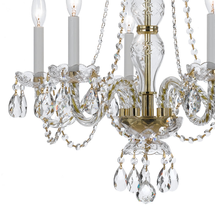 Crystorama 5085-PB-CL-MWP Five Light Chandelier, Polished Brass