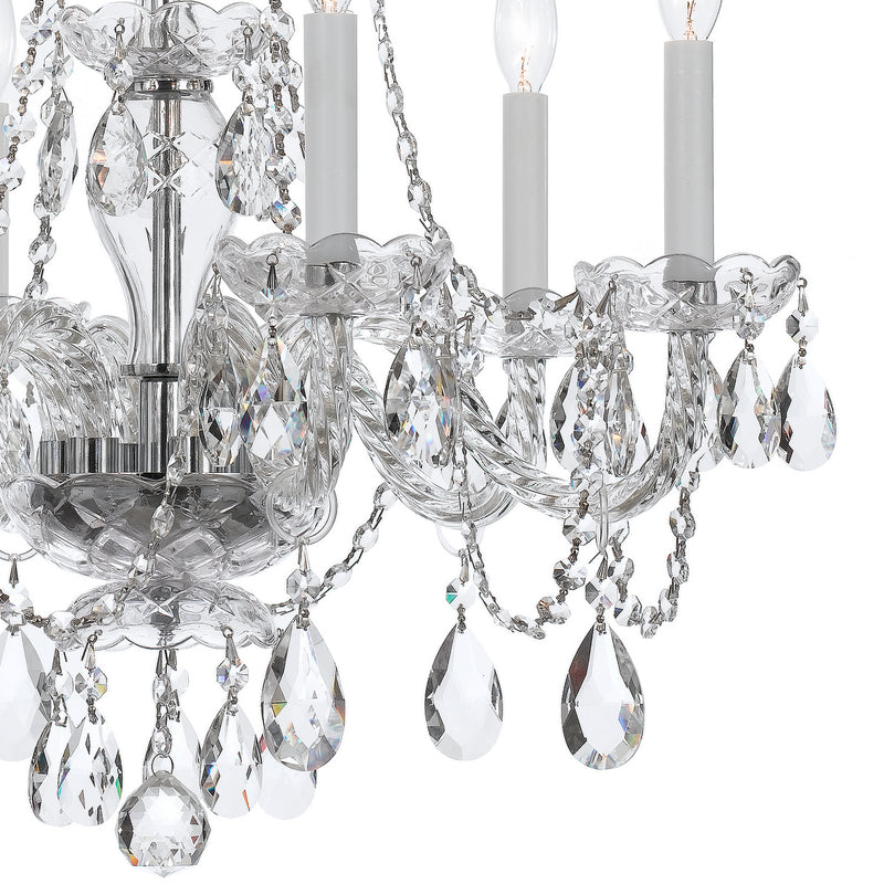 Crystorama 5086-CH-CL-MWP Six Light Chandelier, Polished Chrome