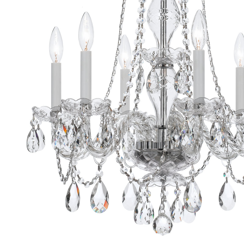Crystorama 5086-CH-CL-MWP Six Light Chandelier, Polished Chrome