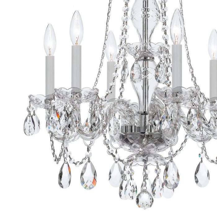 Crystorama 5086-CH-CL-MWP Six Light Chandelier, Polished Chrome