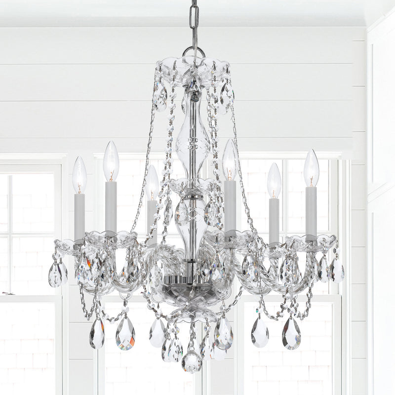 Crystorama 5086-CH-CL-MWP Six Light Chandelier, Polished Chrome