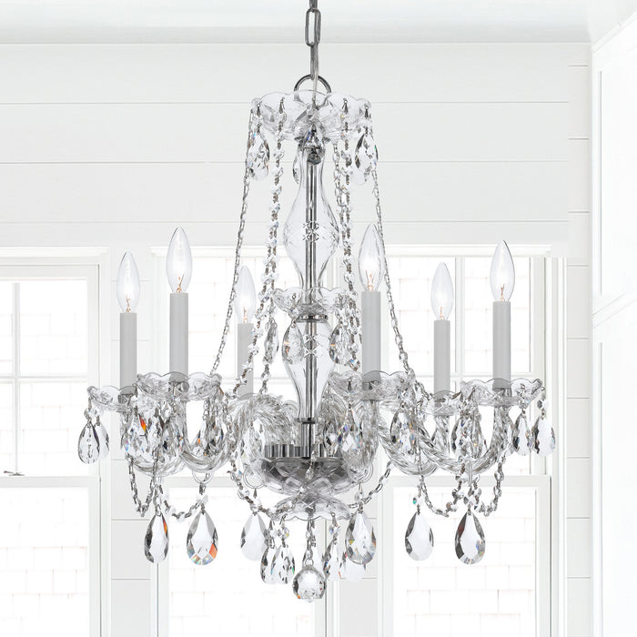 Crystorama 5086-CH-CL-MWP Six Light Chandelier, Polished Chrome