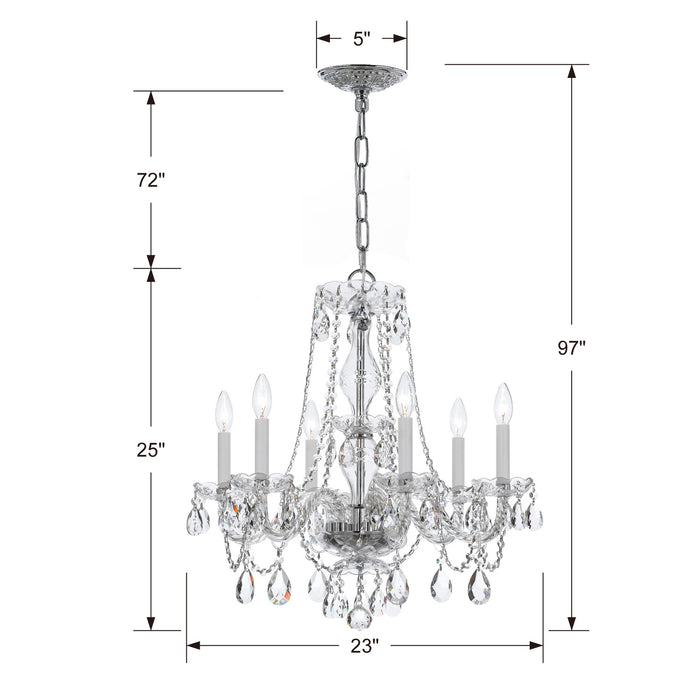 Crystorama 5086-CH-CL-S Six Light Chandelier, Polished Chrome