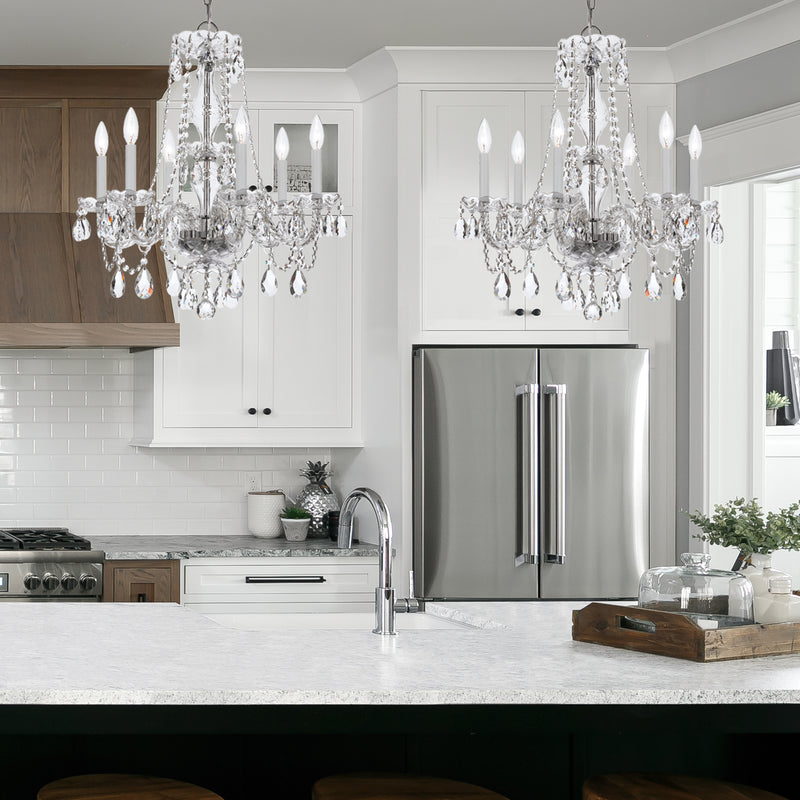 Crystorama 5086-CH-CL-S Six Light Chandelier, Polished Chrome
