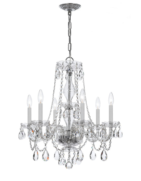 Crystorama 5086-CH-CL-SAQ Six Light Chandelier, Polished Chrome