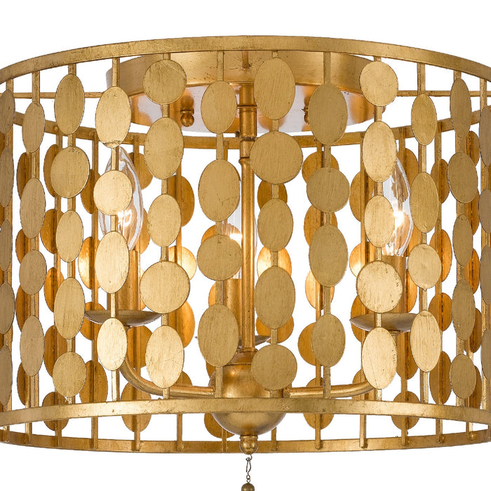 Crystorama 544-GA Three Light Flush Mount, Antique Gold