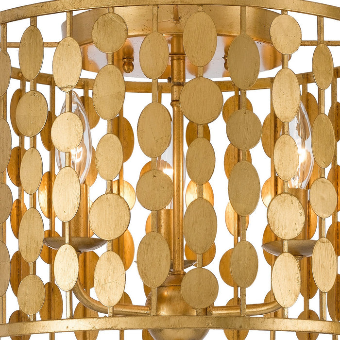 Crystorama 544-GA Three Light Flush Mount, Antique Gold