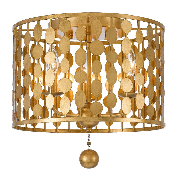 Crystorama 544-GA Three Light Flush Mount, Antique Gold